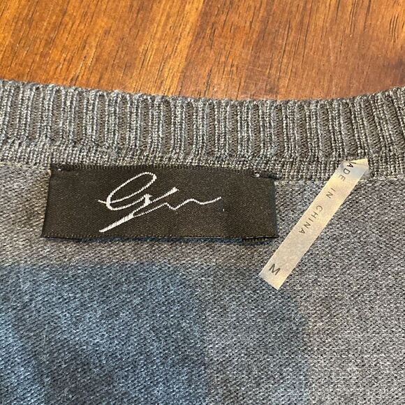 Cyrus Gray Faux Leather Shoulder Detail Sweater - Picture 2 of 5